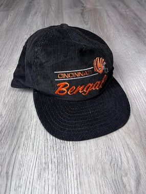 Vintage Cincinnati Bengals Corduroy Snapback Hat Black Annco